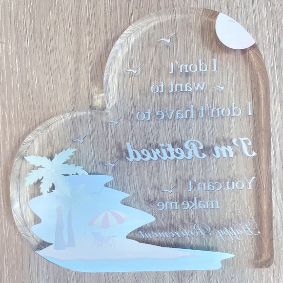 NWT Retirement Keepsake Gift Acrylic Heart Funny Phrase Coworker White Elephant - Picture 3 of 3